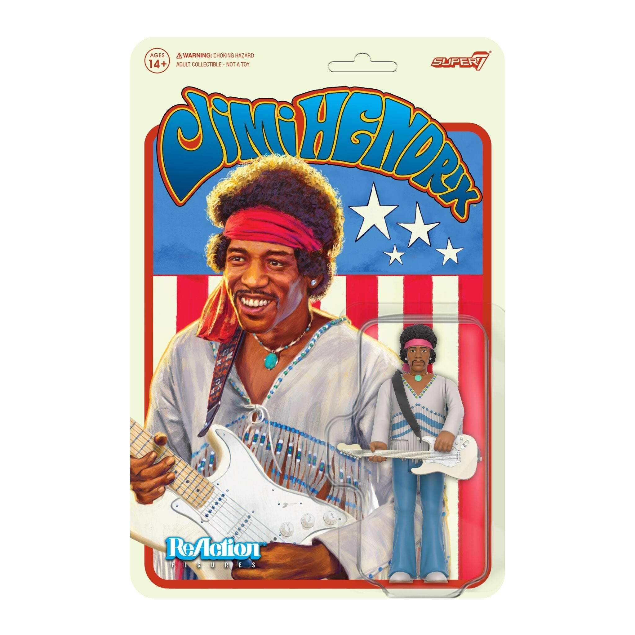 Jimi Hendrix Festival ReAction Collectible Action Figure w/ Guitar