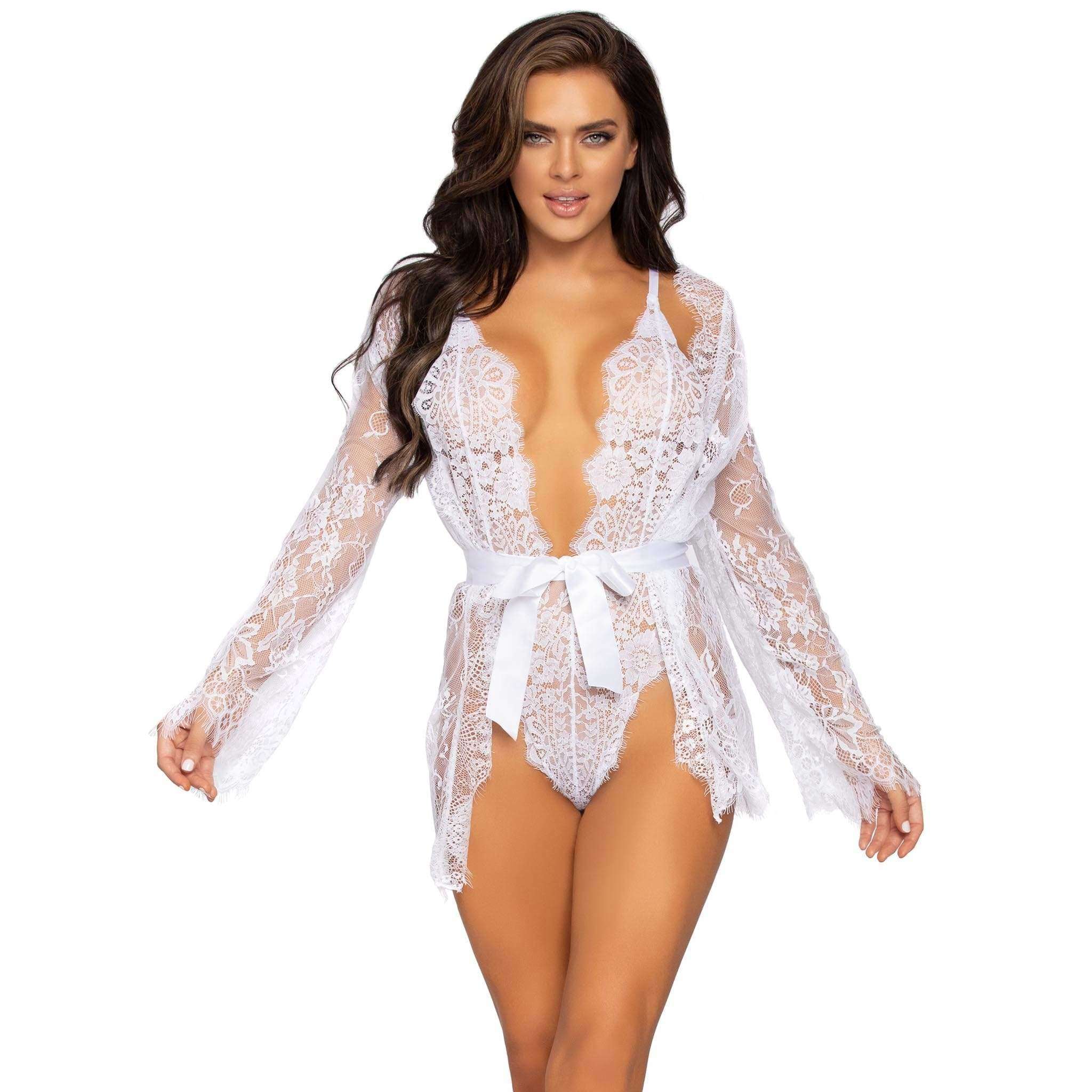 Floral Lace Adjustable Teddy Robe & Thong Set - Ava Phillips Styles Collection, Organic Green Product for pets and Animation Moive Memorabilia.