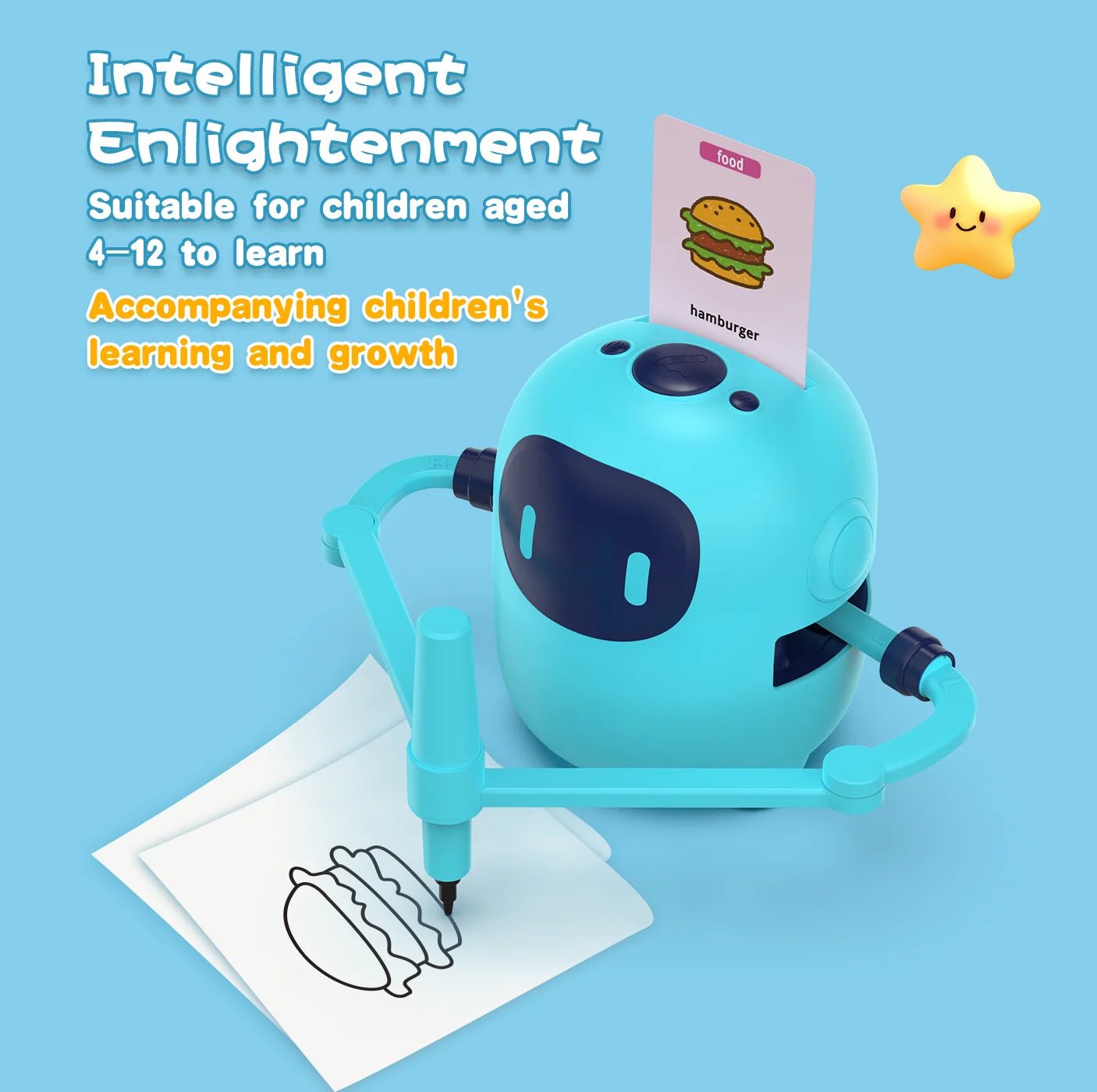 Smart Drawing Robot Montessor interactive Educational Toy for Kids 5+ with Voice Interaction | Includes 100 Learning Word Cards - Ava Phillips Styles