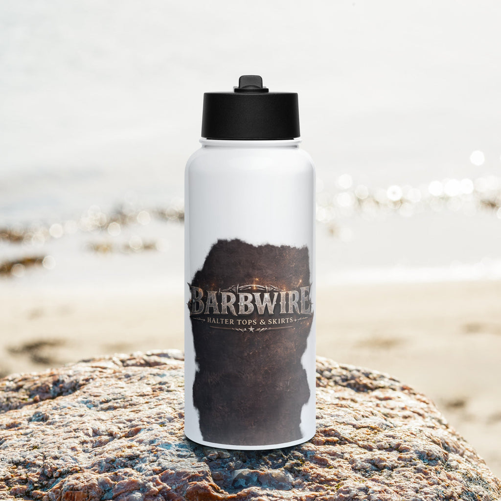 Barbwire Stainless steel water bottle with a straw lid - Ava Phillips Styles Collection, Organic Green Product for pets and Animation Moive Memorabilia.