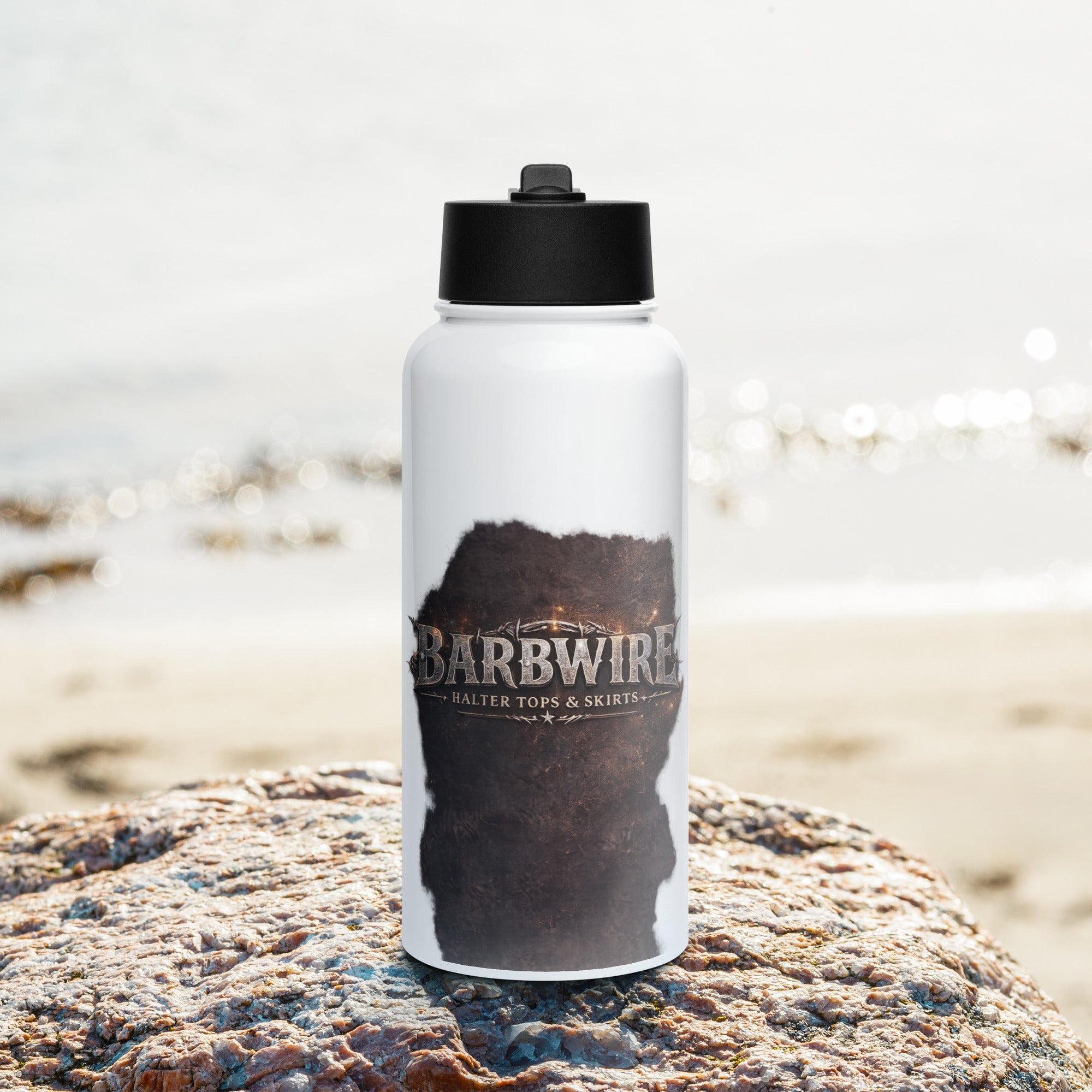 Barbwire Stainless steel water bottle with a straw lid - Ava Phillips Styles Collection, Organic Green Product for pets and Animation Moive Memorabilia.