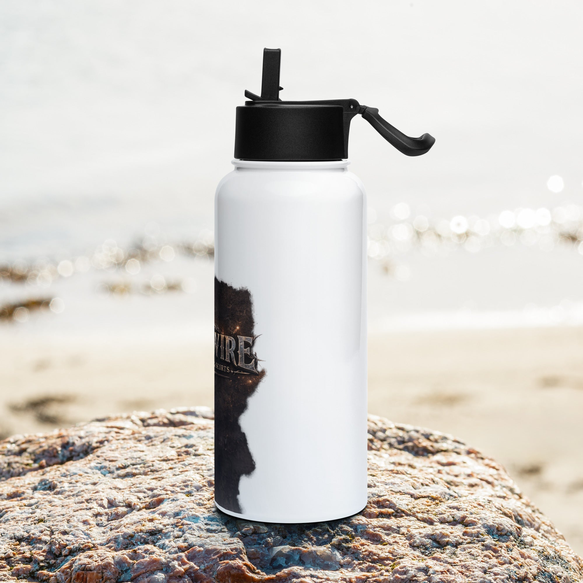 Barbwire Stainless steel water bottle with a straw lid - Ava Phillips Styles Collection, Organic Green Product for pets and Animation Moive Memorabilia.