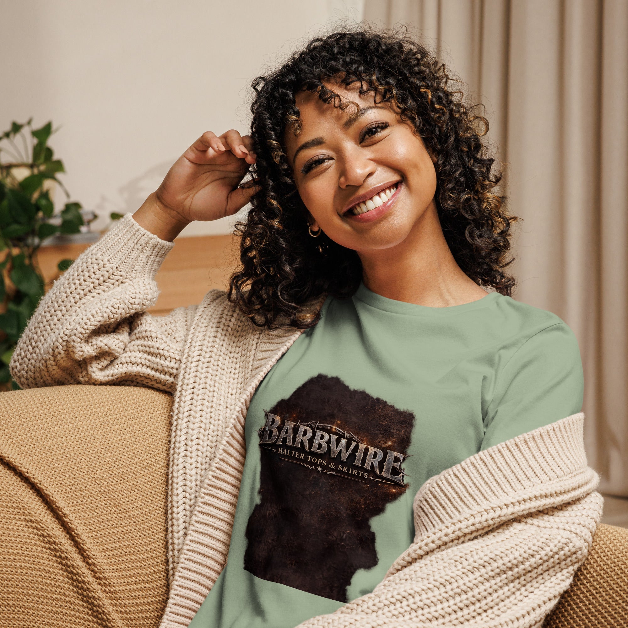 Barbwire Women's Relaxed T-Shirt - Ava Phillips Styles Collection, Organic Green Product for pets and Animation Moive Memorabilia.