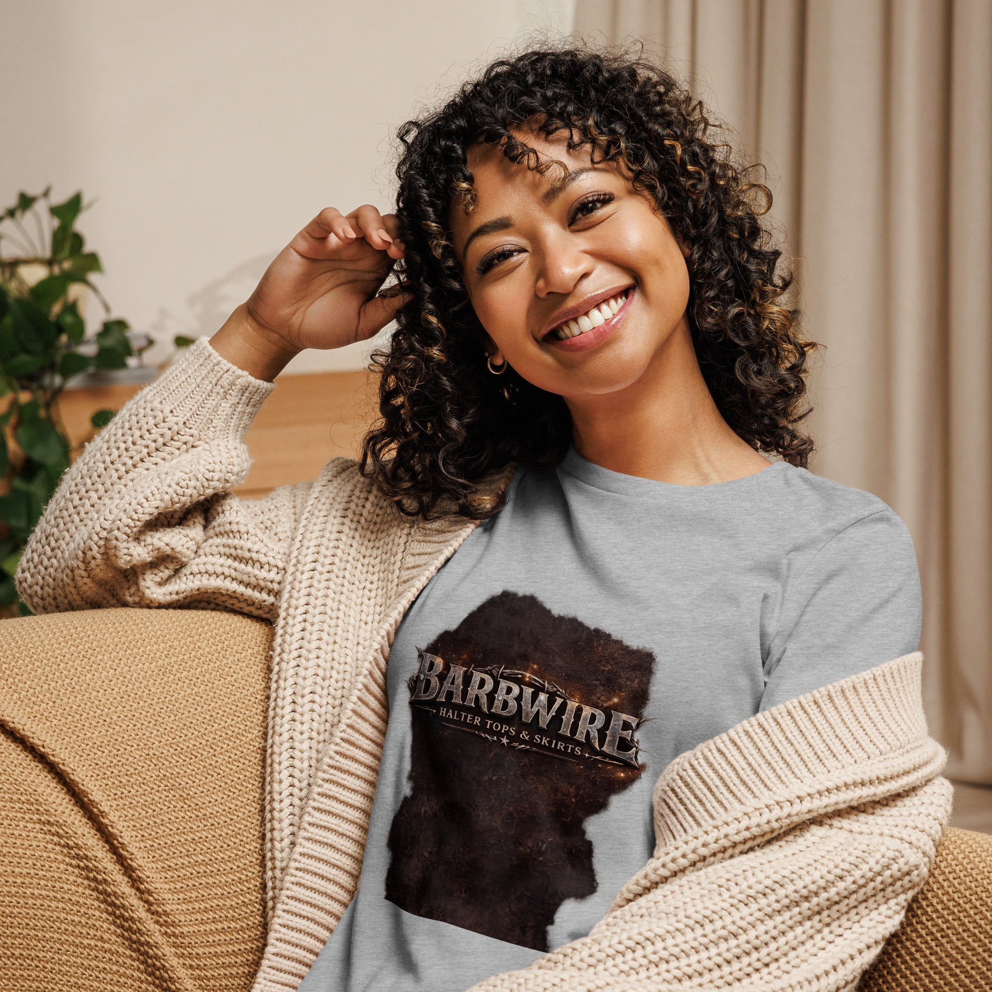Barbwire Women's Relaxed T-Shirt - Ava Phillips Styles Collection, Organic Green Product for pets and Animation Moive Memorabilia.
