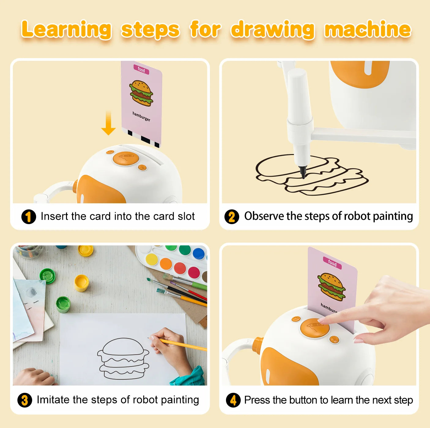 Smart Drawing Robot Montessor interactive Educational Toy for Kids 5+ with Voice Interaction | Includes 100 Learning Word Cards
