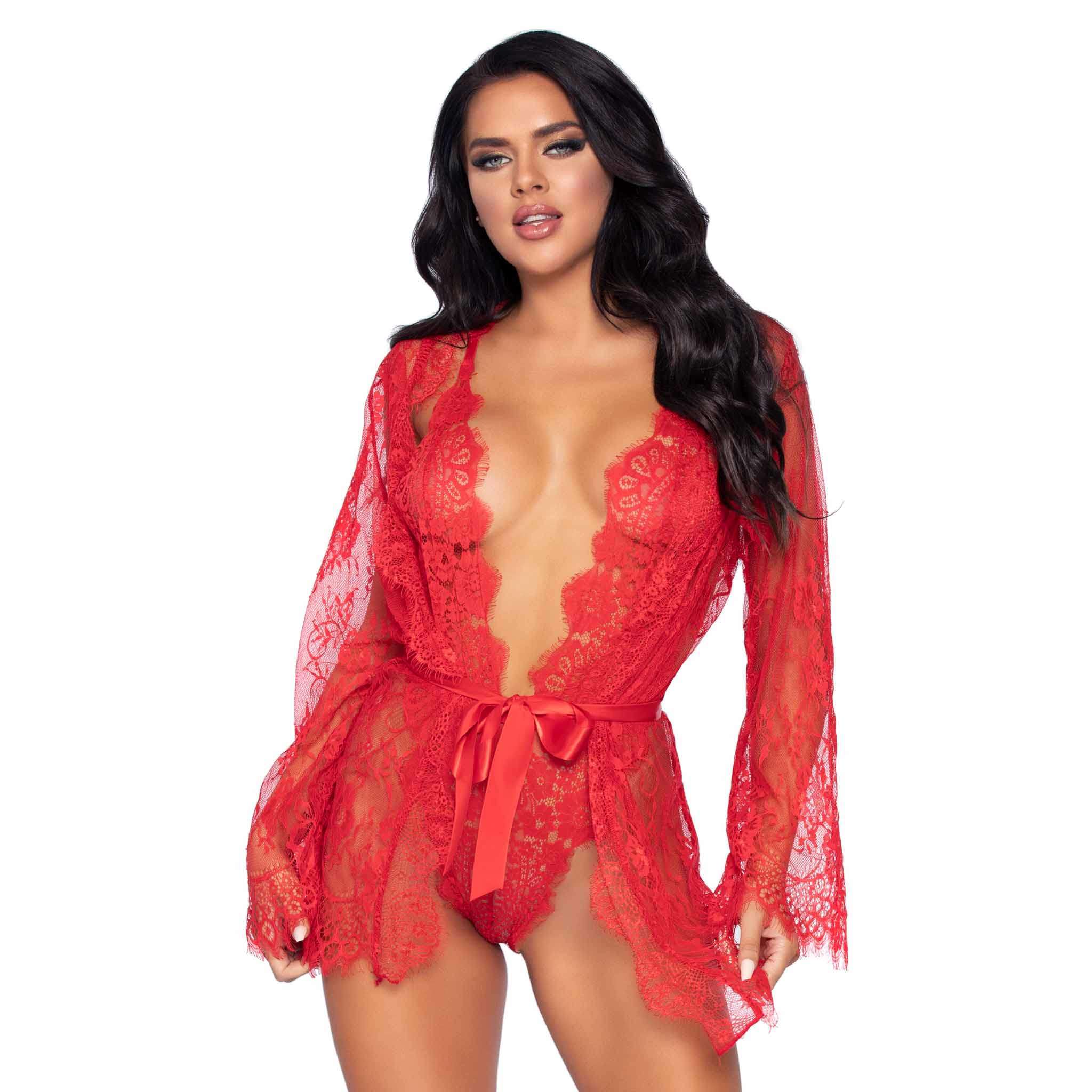 Floral Lace Adjustable Teddy Robe & Thong Set - Ava Phillips Styles Collection, Organic Green Product for pets and Animation Moive Memorabilia.