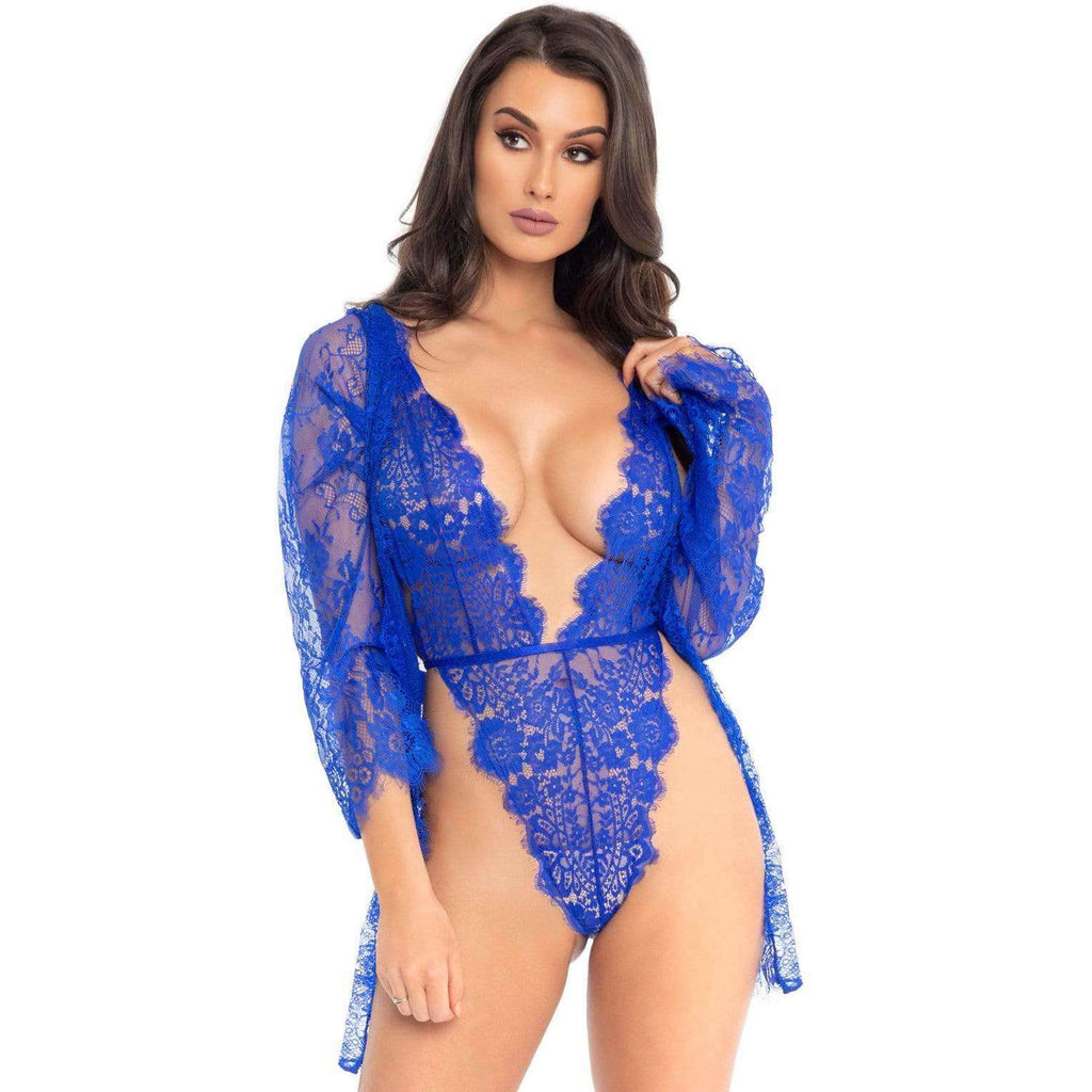 Floral Lace Adjustable Teddy Robe & Thong Set - Ava Phillips Styles Collection, Organic Green Product for pets and Animation Moive Memorabilia.