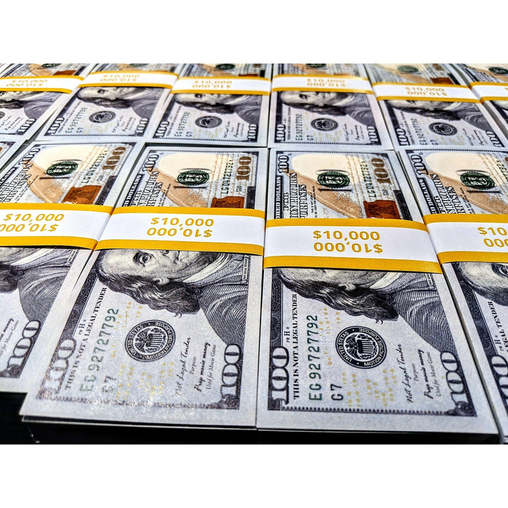 Realistic $100 Prop Money Stack - 100 Bills Per Stack - Ava Phillips Styles Collection, Organic Green Product for pets and Animation Moive Memorabilia.