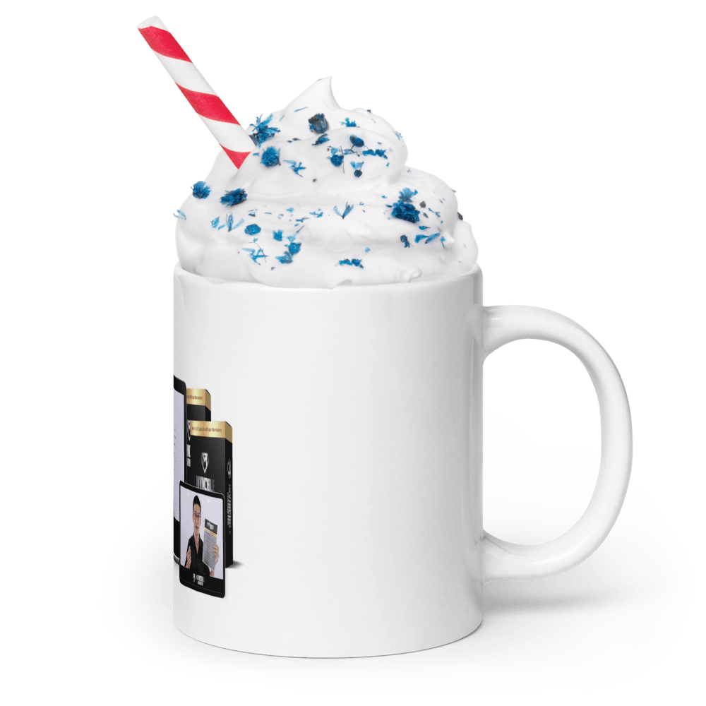 White glossy mug - Ava Phillips Styles Collection, Organic Green Product for pets and Animation Moive Memorabilia.