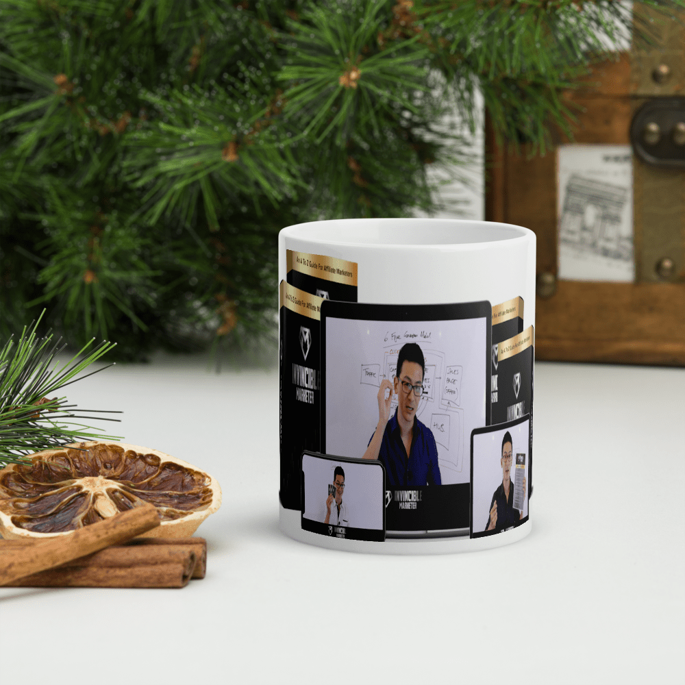 White glossy mug - Ava Phillips Styles Collection, Organic Green Product for pets and Animation Moive Memorabilia.